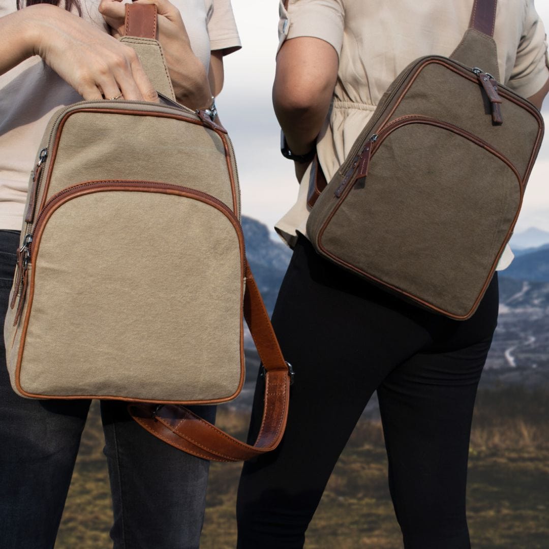 Concealed Carry Unisex Kennedy Canvas Sling Backpack - Gun Gift for Women - CCW Stylish Bag - Women's Conceal Carry Purse for Firearm - Women Gun Users - gun carrier backpack - best gun carrying backpack- best gun carry backpack - Pistol and Firearm Bag - Western Hide Backpack - Boho Stylish Backpack for Women - Universal Holster Bag - Marley Unisex Backpack - Women's Concealed Carry Bagpack - premium leather backpack