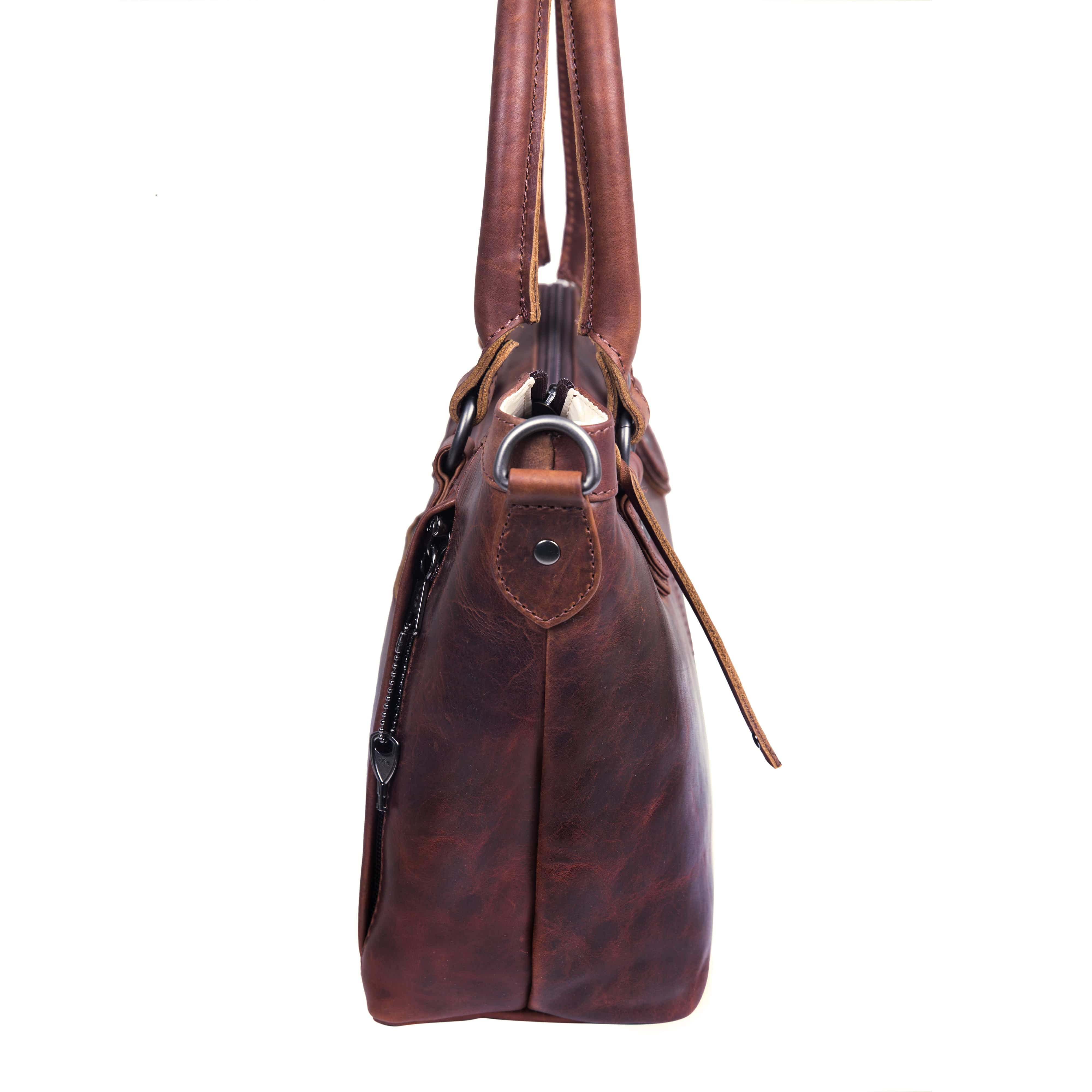Concealed Carry Sadie Leather Satchel by Lady Conceal - Lady Conceal - designer purses - black designer purse - designer purse brands - designer backpack purse - designer purse sale - womens designer purse sale - designer purses black friday sale - black and white designer purse - black crossbody purse designer - black owned purse designers - woman designer purse - designer purses for women