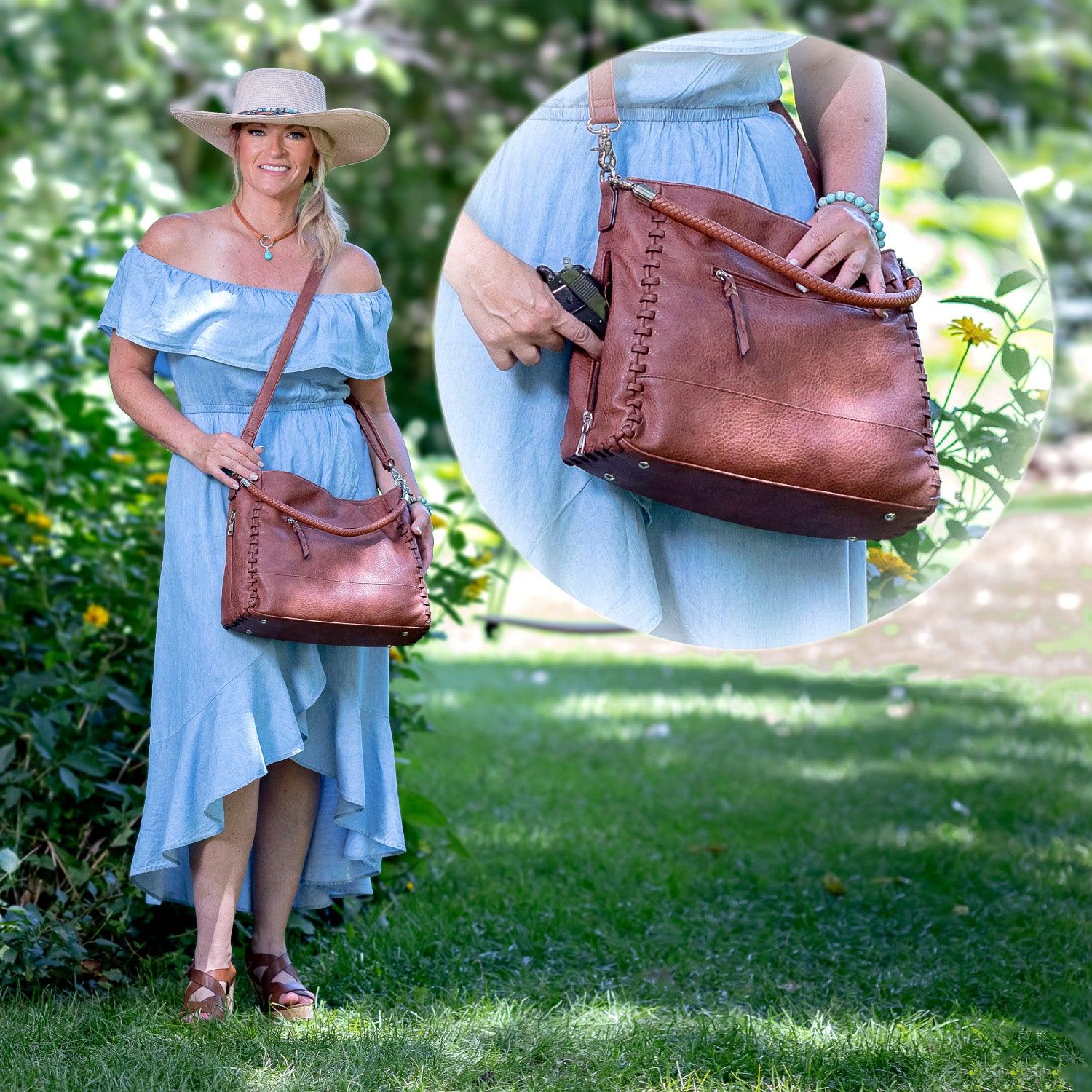 Concealed Carry Lily Tote - Lady Conceal - Designer Luxury Lily Tote Carry Handbag - YKK Locking Zippers and Universal Holster - Unique Hide Handbag Gun and Pistol Bag - Designer Luxury Lily Leather Carry Handbag - carry Handbag for gun carry - Unique Lily Tote gun Handbag - concealed carry gun Handbag - concealed carry gun Handbag with locking zipper - concealed carry Handbag for woman- Easy Conceal Carry and Draw Purse - Designer CCW Bag