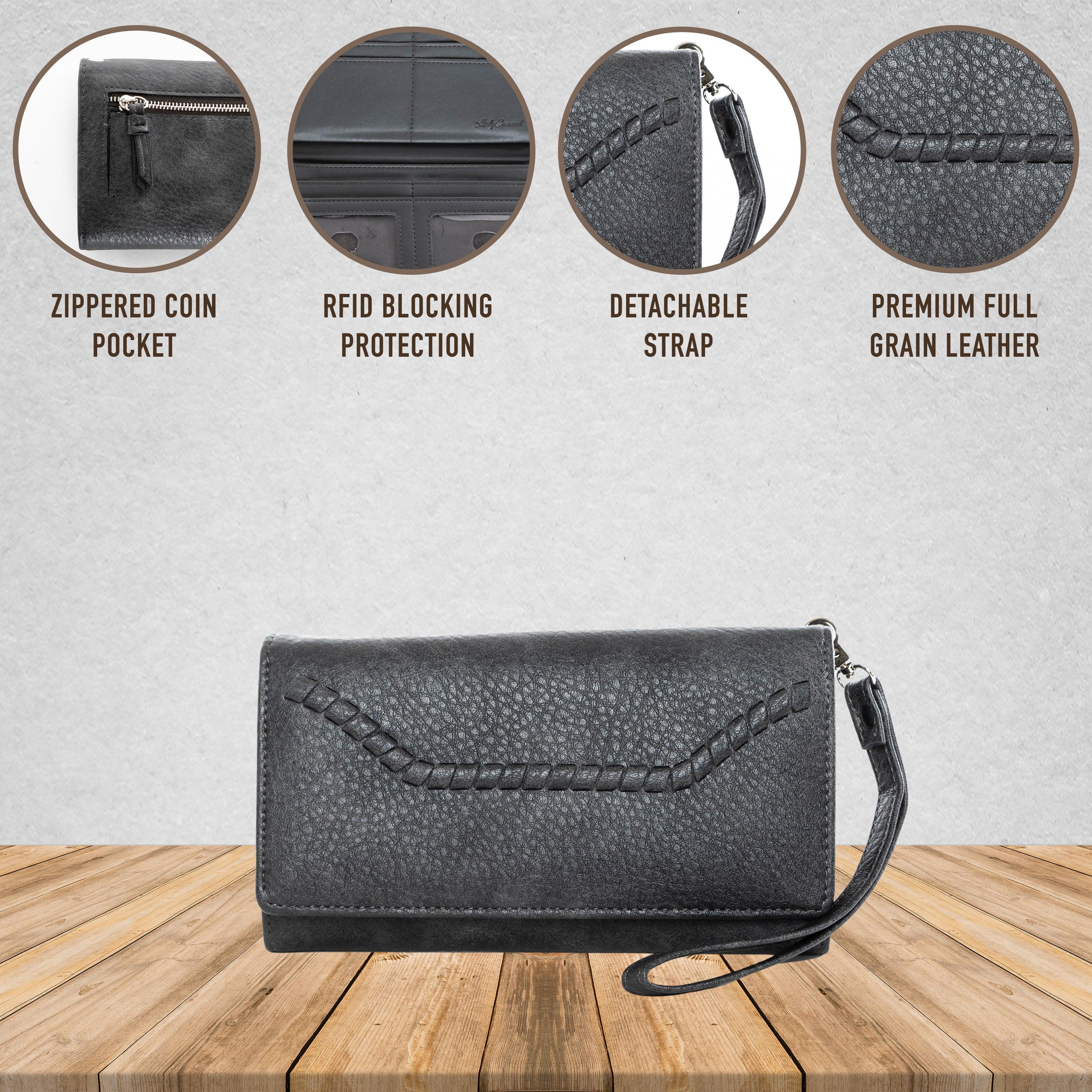 Morgan Clutch Wallet - Lady Conceal - Wallets - leather clutch wallet - brown leather clutch wallet - leather clutch wallet purse bag - classic leather clutch wallet - gray leather clutch wallet small wallets for women - mini wallet - ladies wallet purse - women wallet sale - best small wallets for women