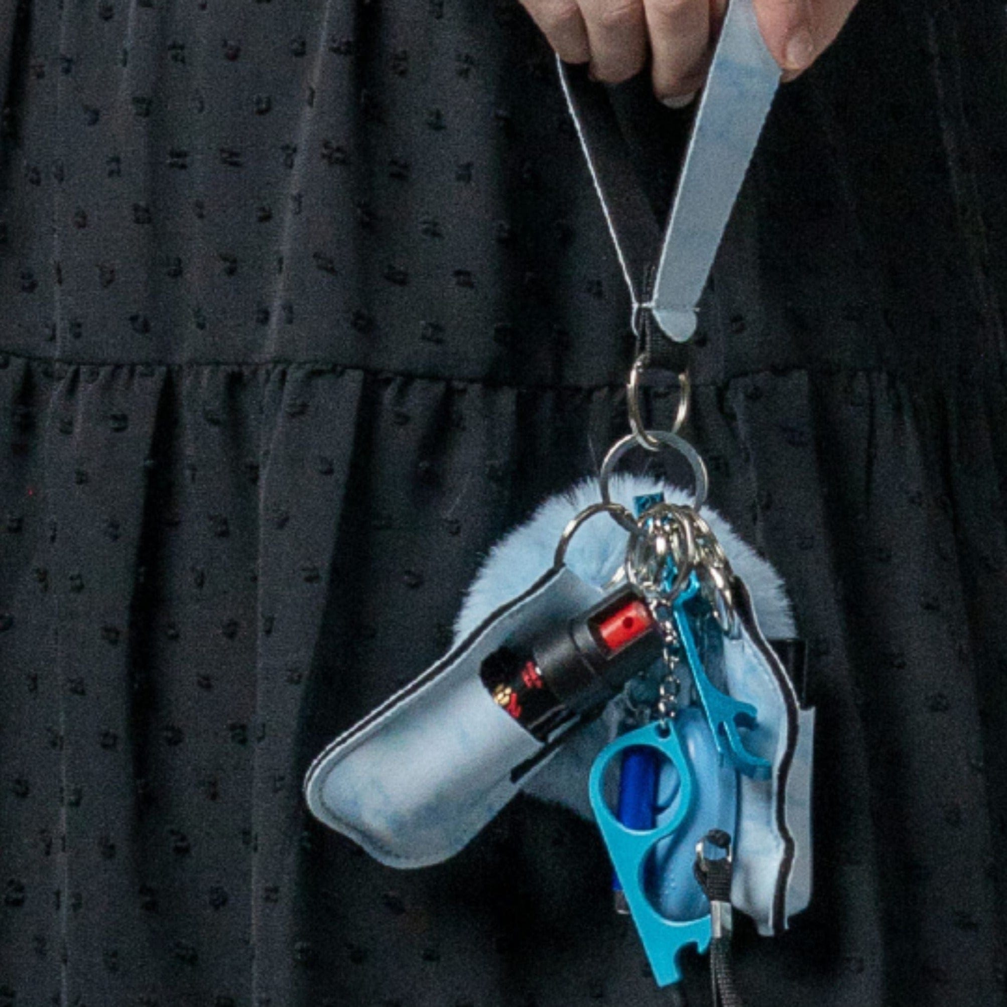 Pepper spray keychain, leather EDC accessory, seller inventory, conceal carry self defense product