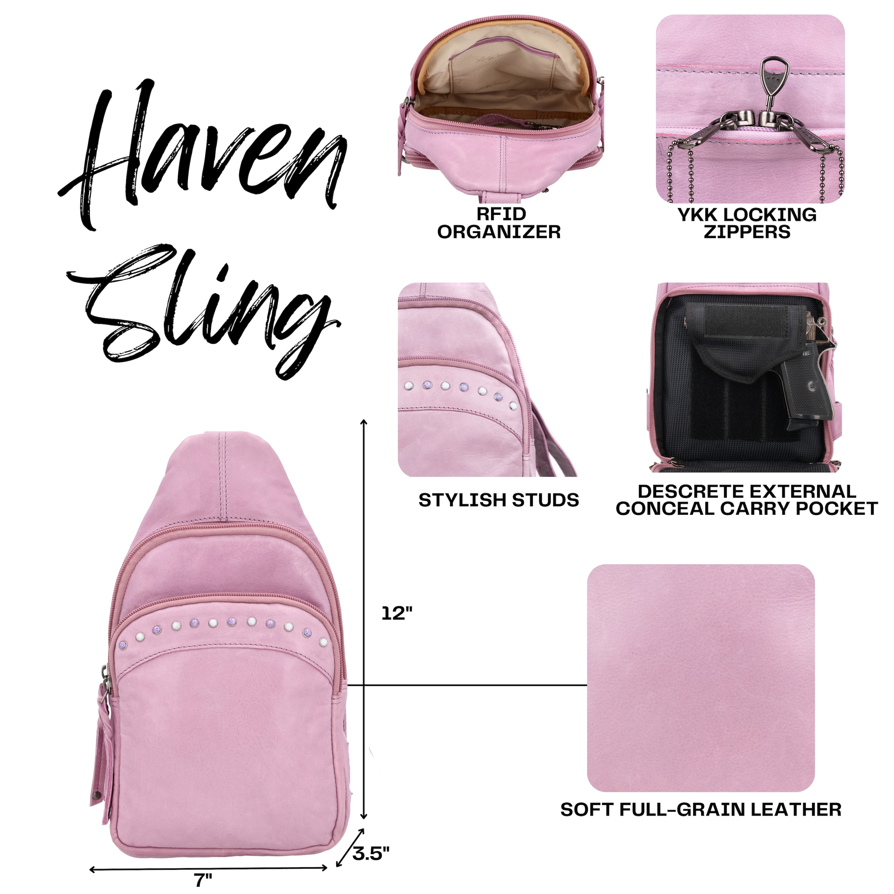 Haven Concealed Carry Backpack – RFID Sling with Vertical Holster by Lady Conceal - Safety Bag for Travel - Gifts for Gun Owners