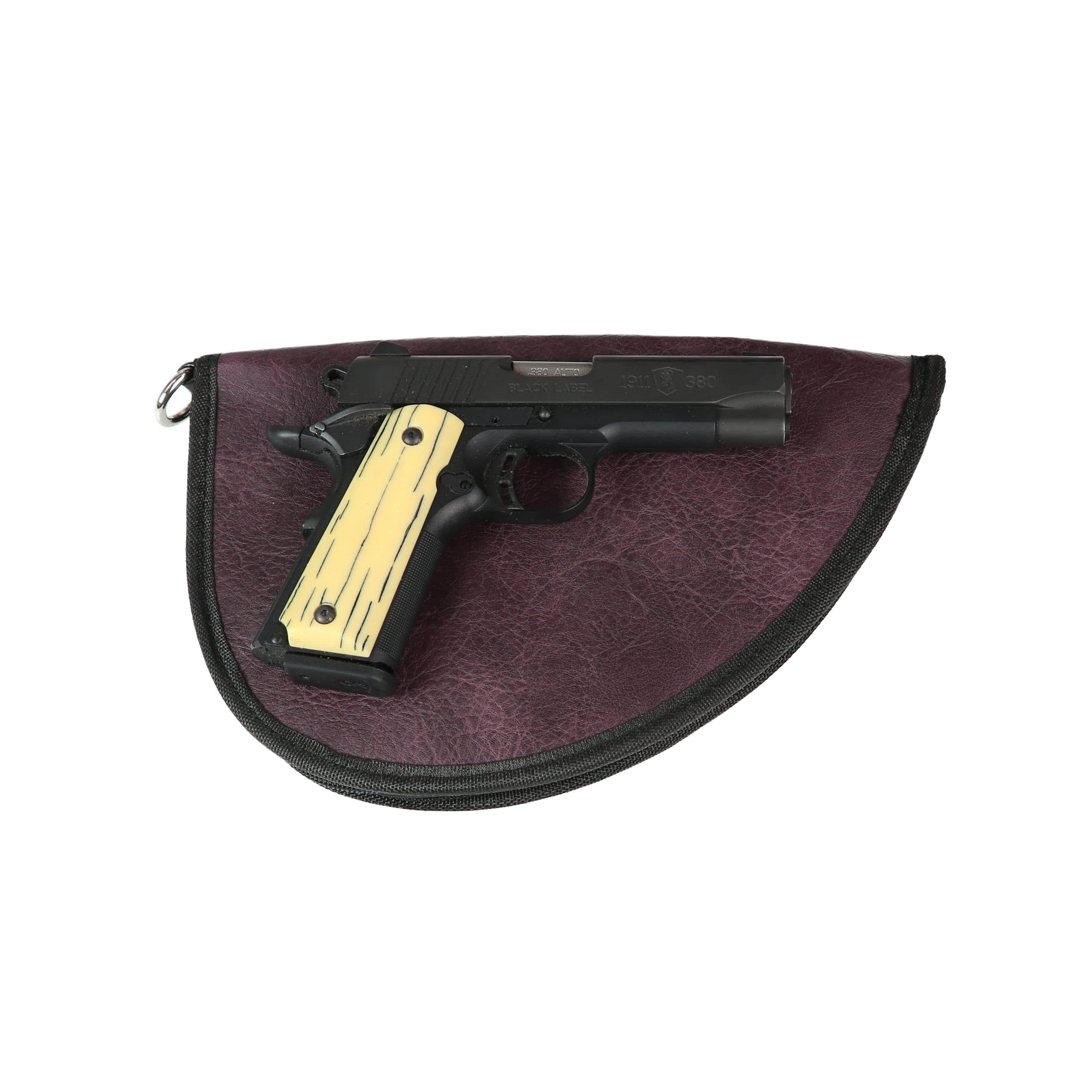 Leather designer gun bag, medium size, mens travel gun bag, dealer catalog, conceal carry essentials