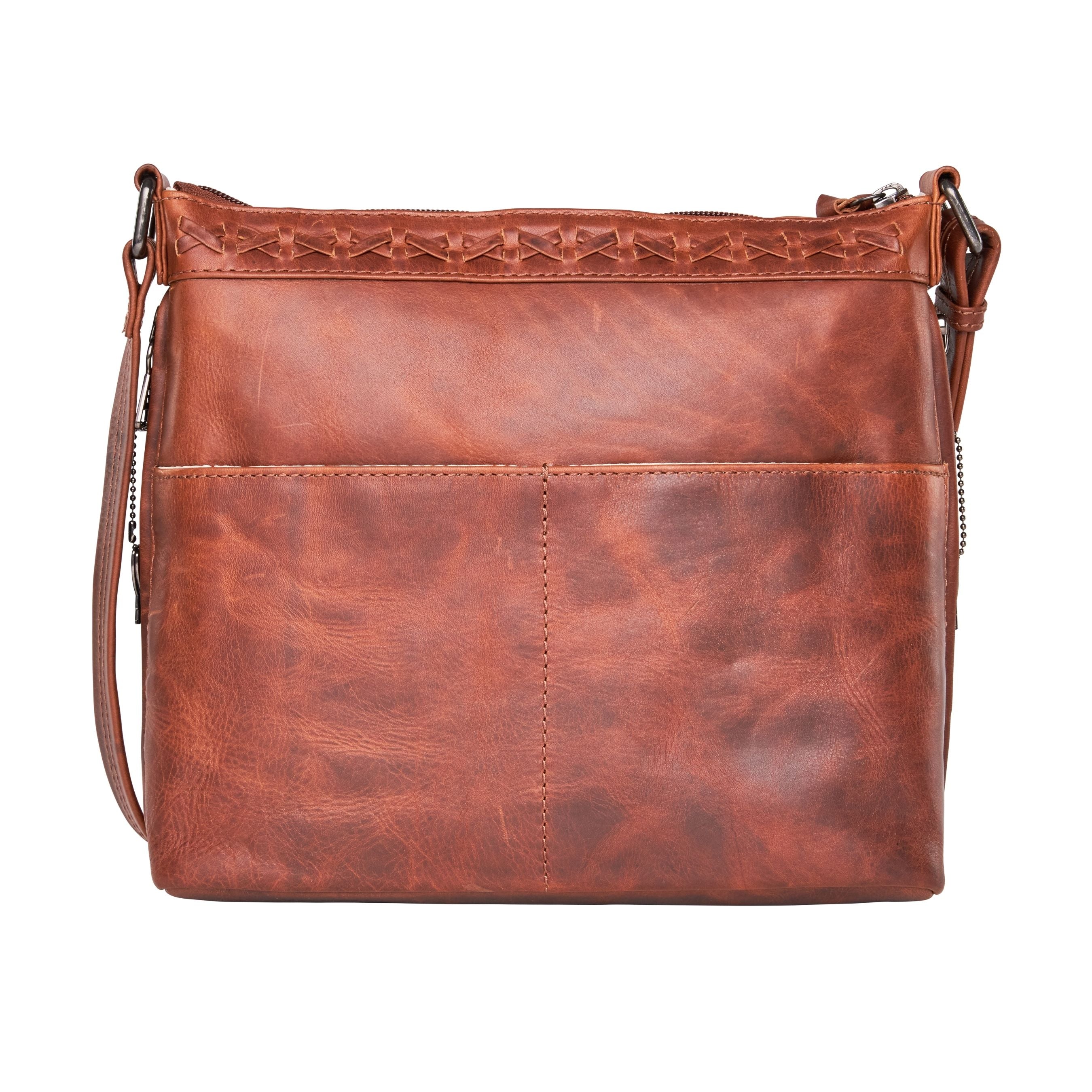 Concealed Carry Crossbody Purse for Women - Faith Leather Crossbody by Lady Conceal - Designer Leather Crossbody CCW Bag - Locking Conceal and Carry Purse with Universal Holster for Handguns - Crossbody Gun and Pistol Bag - concealed carry crossbody Faith leather gun purse with locking zipper