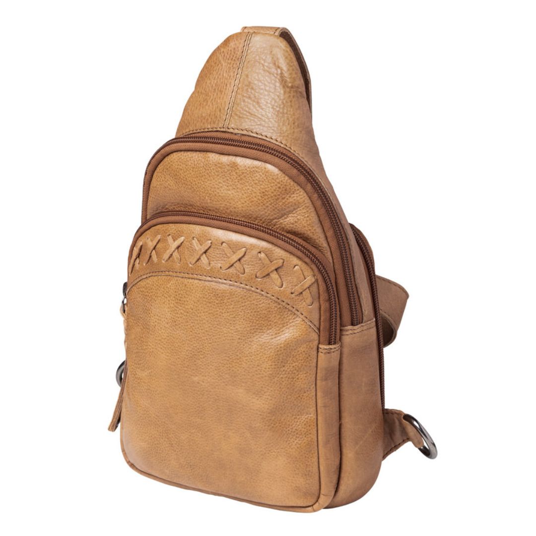 Concealed Carry Unisex Taylor Sling Leather Backpack by Lady Conceal