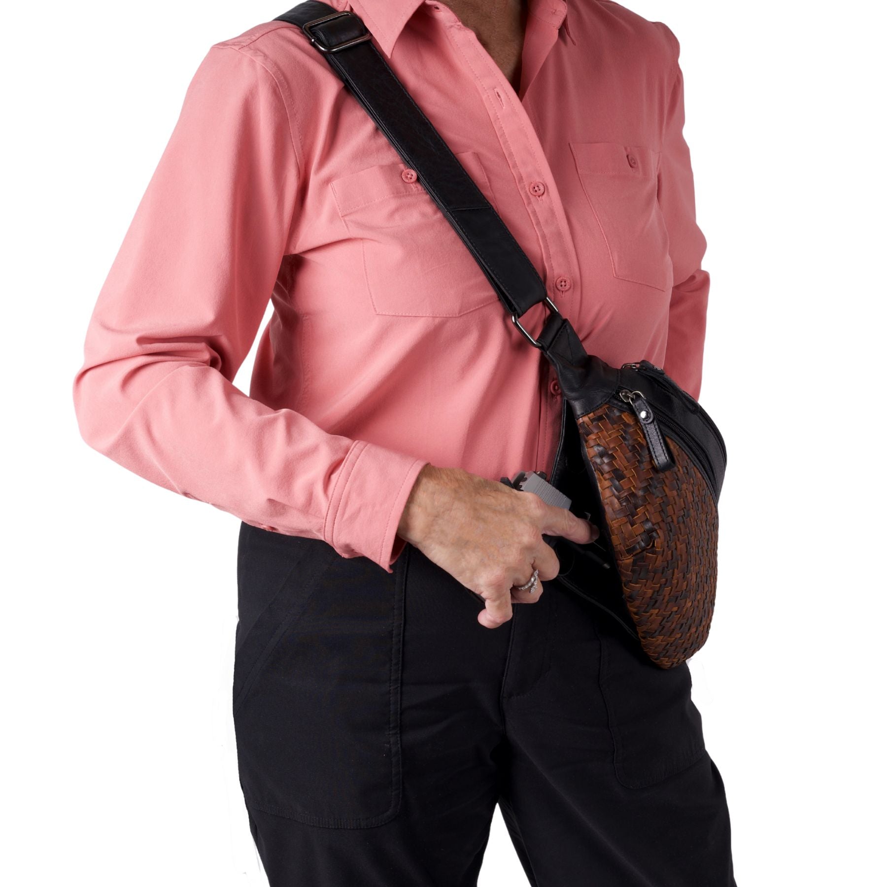 Concealed Carry Haisley Woven Leather Sling by Lady Conceal